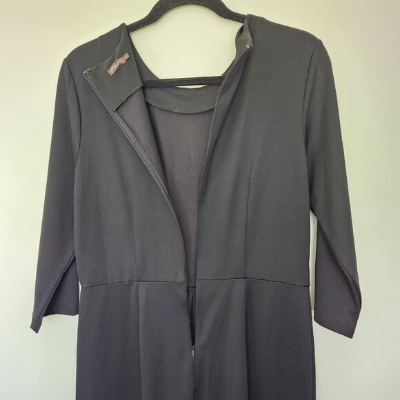 J. McLaughlin Black Rouched Gathered Sheath Dress 3/4 Sleeves Mini Length Size L - Picture 7 of 7